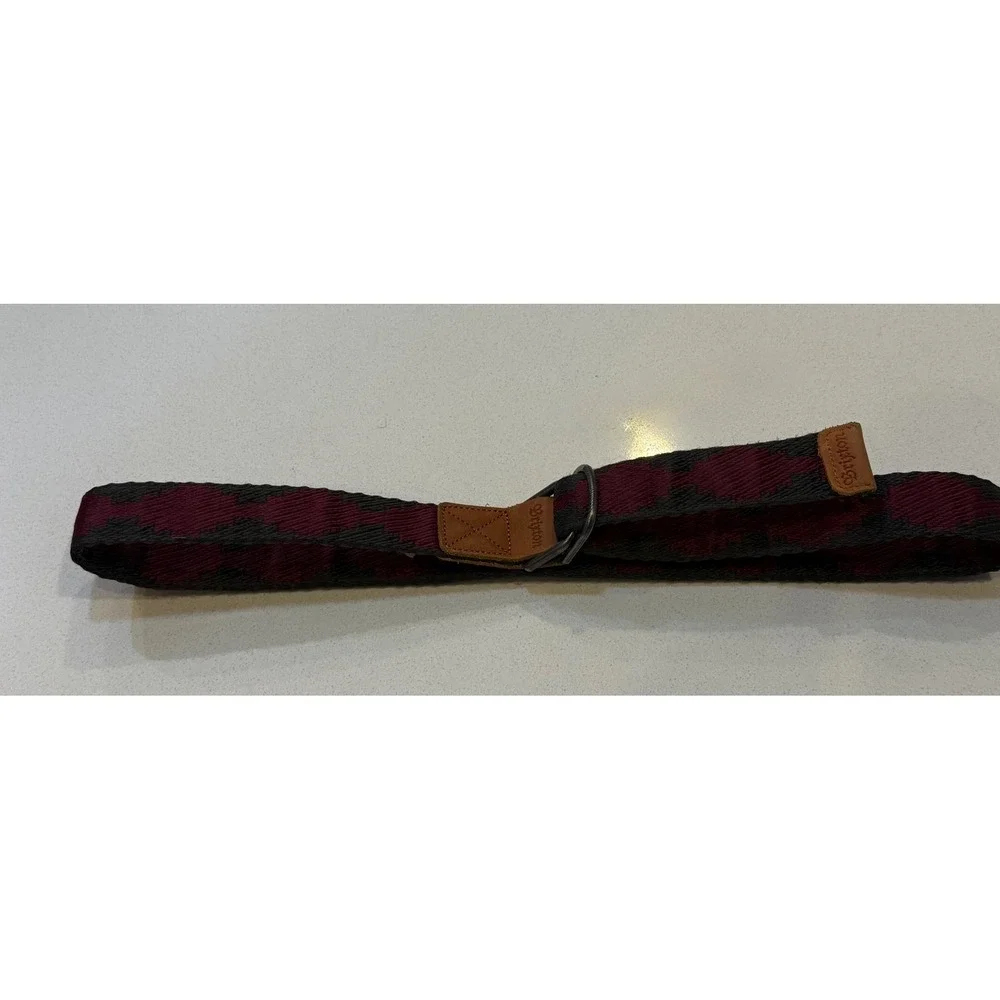 Brixton‎ Woven D-Ring Belt Burgundy Charcoal Grey Southwestern Geometric OS